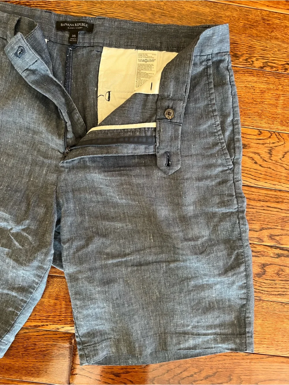 Banana Republic Shorts Men’s Flat Front Linen Blend Light Blue Size 35